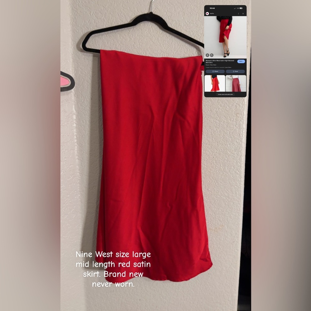 Red satin skirt